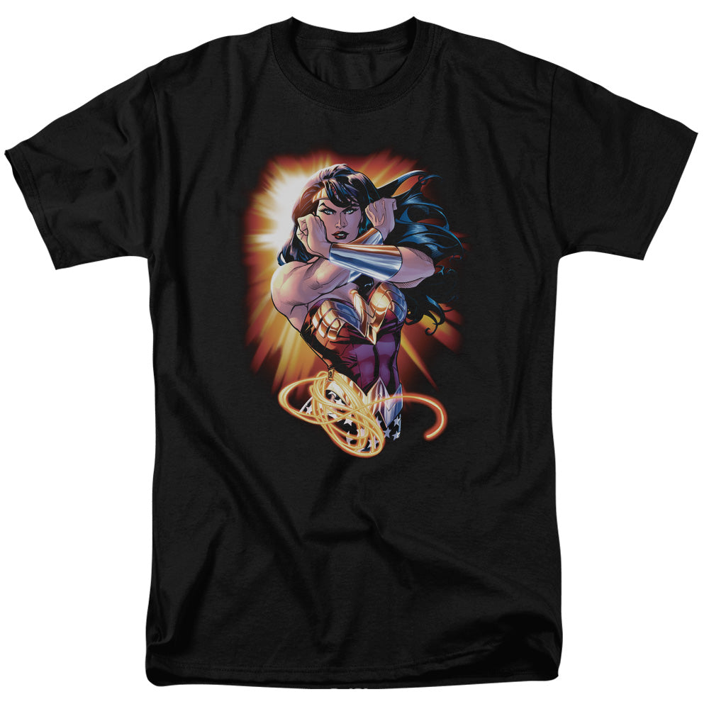 Justice League Wonder Rays Mens T Shirt Black