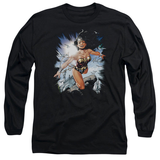 Justice League of Themyscira Mens Long Sleeve Shirt Black