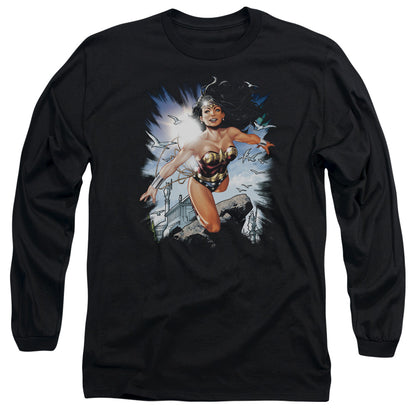 Jla Of Themyscira Mens Long Sleeve Shirt Black Officially Licensed
