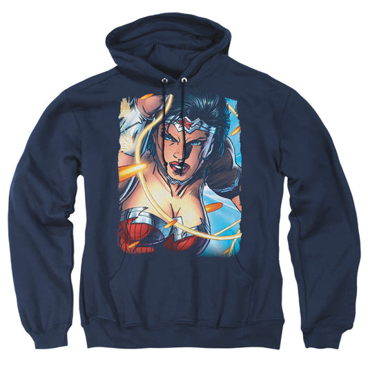 Justice League Of America Scowl Mens Hoodie Navy