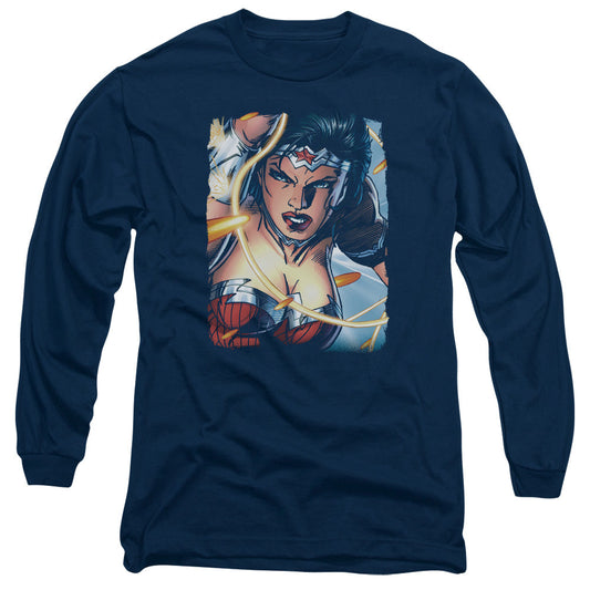 Jla Scowl Mens Long Sleeve Shirt Navy Officially Licensed