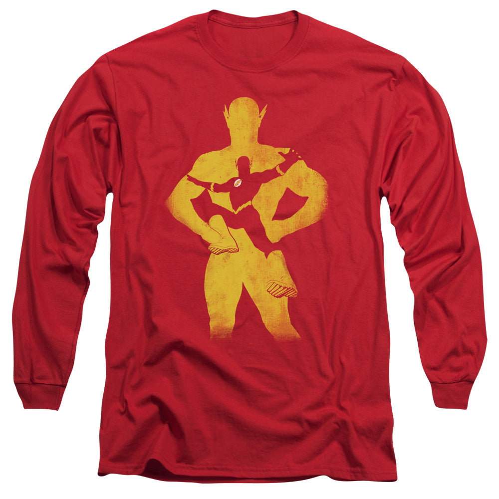 Jla Flash Knockout Mens Long Sleeve Shirt Red Officially Licensed