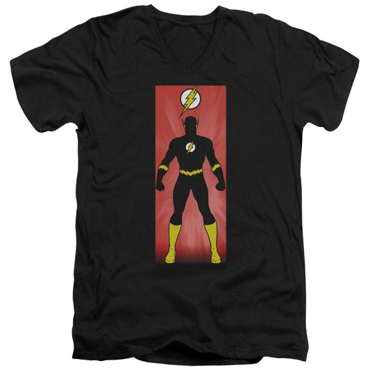 Justice League Flash Block Mens Slim Fit V-Neck T Shirt Black