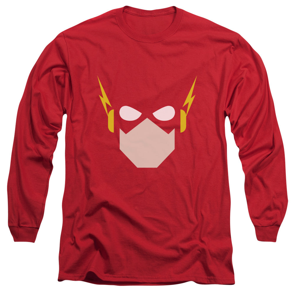 Jla Flash Head Mens Long Sleeve Shirt Red Officially Licensed