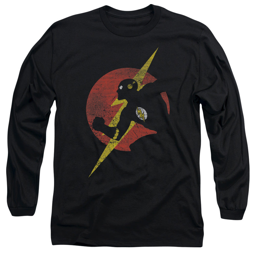 Jla Flash Symbol Knockout Mens Long Sleeve Shirt Black Officially Licensed