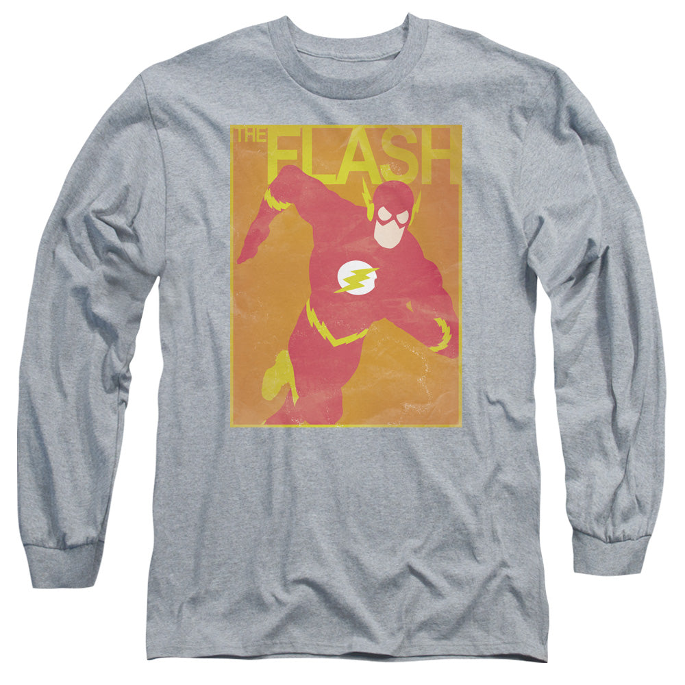 Jla Simple Flash Poster Mens Long Sleeve Shirt Athletic Heather Officially Licensed