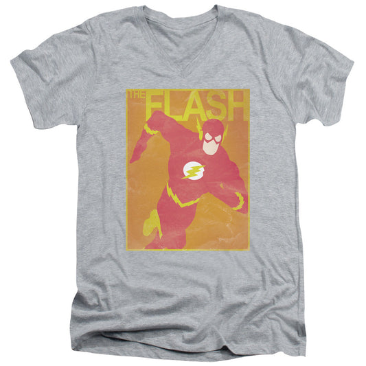 Justice League Simple Flash Poster Mens Slim Fit V-Neck T Shirt Athletic Heather