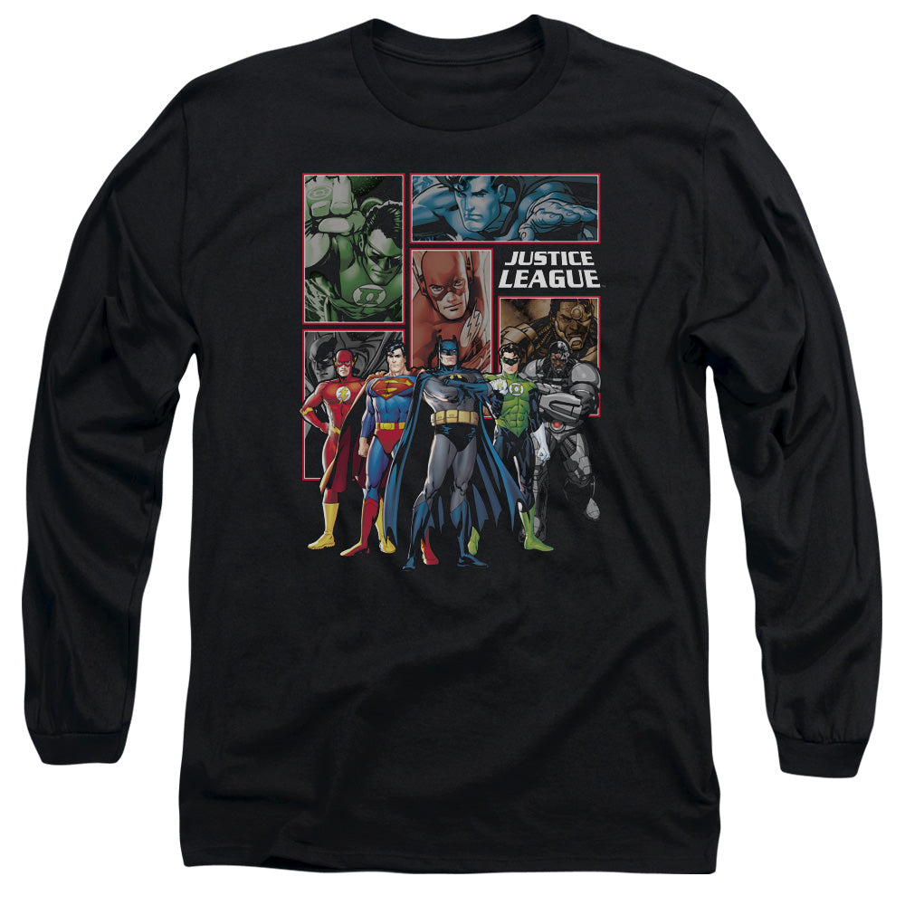 Jla New Jla Panels Mens Long Sleeve Shirt Black Officially Licensed