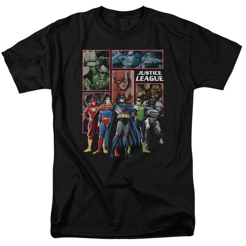 Justice League New Justice League Panels Mens T Shirt Black