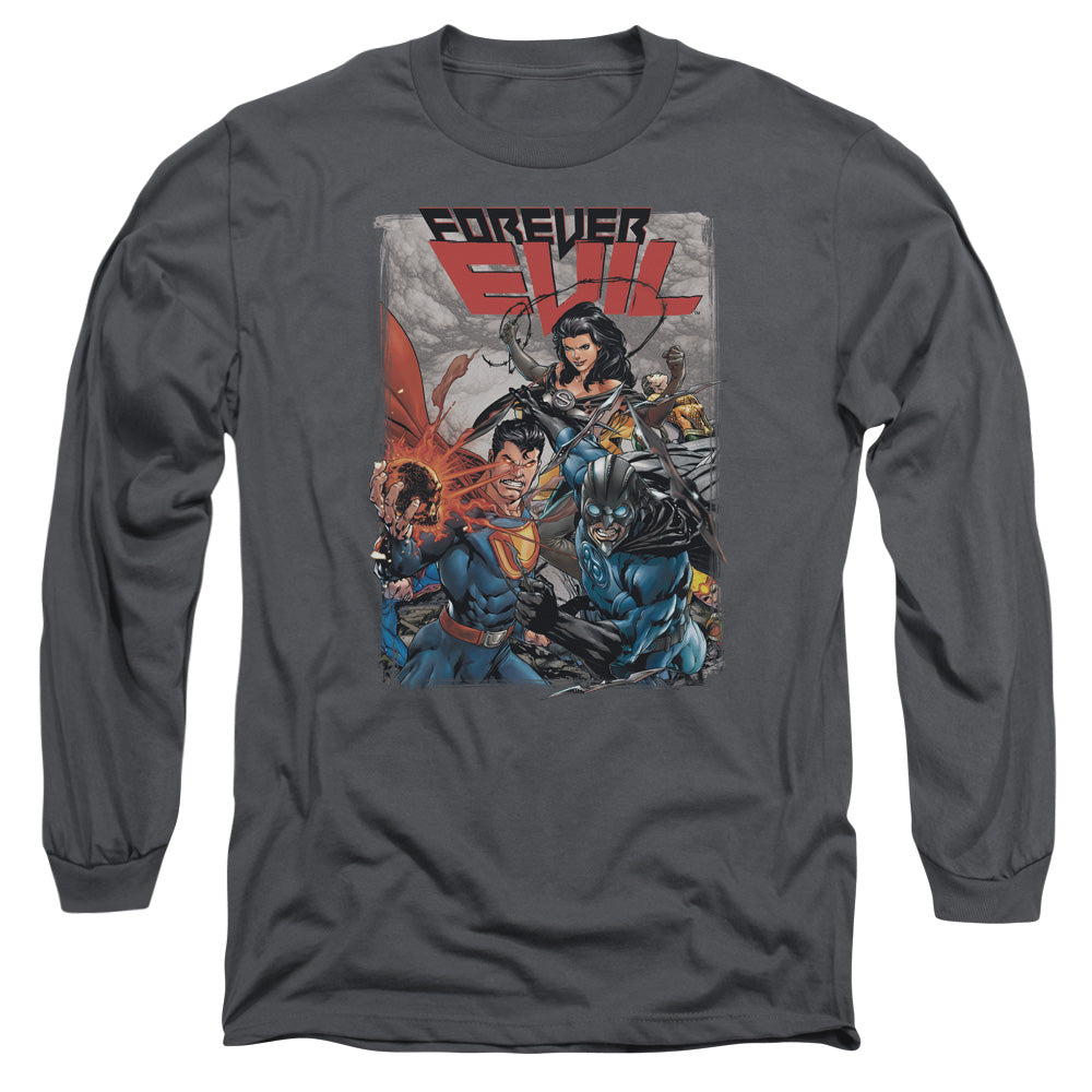 Jla Crime Syndicate Mens Long Sleeve Shirt Charcoal Officially Licensed
