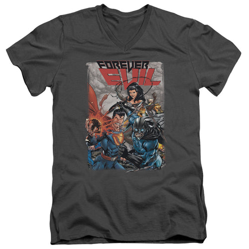 Justice League Crime Syndicate Mens Slim Fit V-Neck T Shirt Charcoal