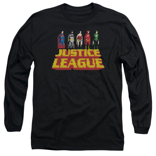 Justice League Standing Above Mens Long Sleeve Shirt Black