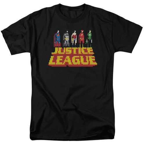Justice League Standing Above Mens T Shirt Black