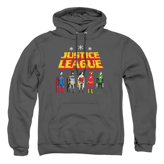 Justice League Of America Standing Below Mens Hoodie Charcoal