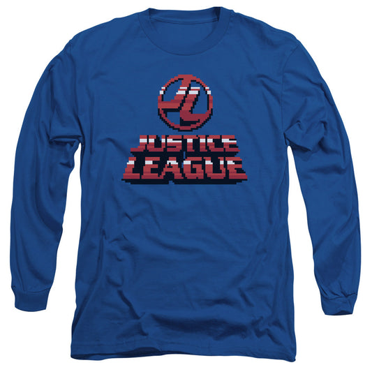 Justice League Of America 8 Bit Justice League Of America Mens Long Sleeve Shirt Royal Blue