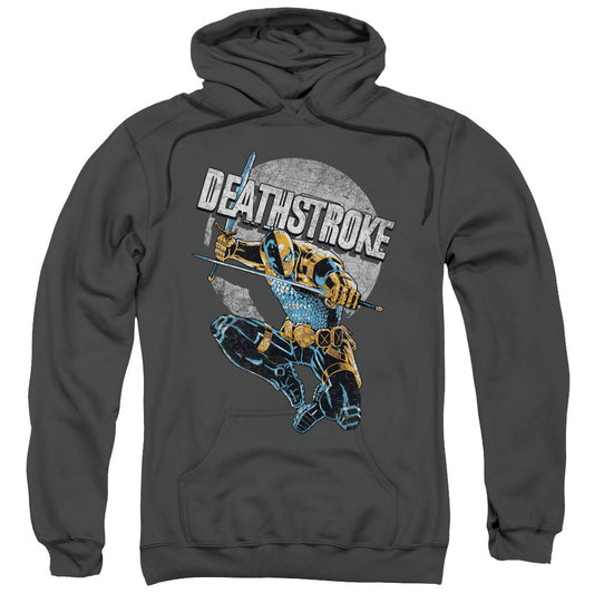 Justice League Deathstroke Retro Mens Hoodie Charcoal