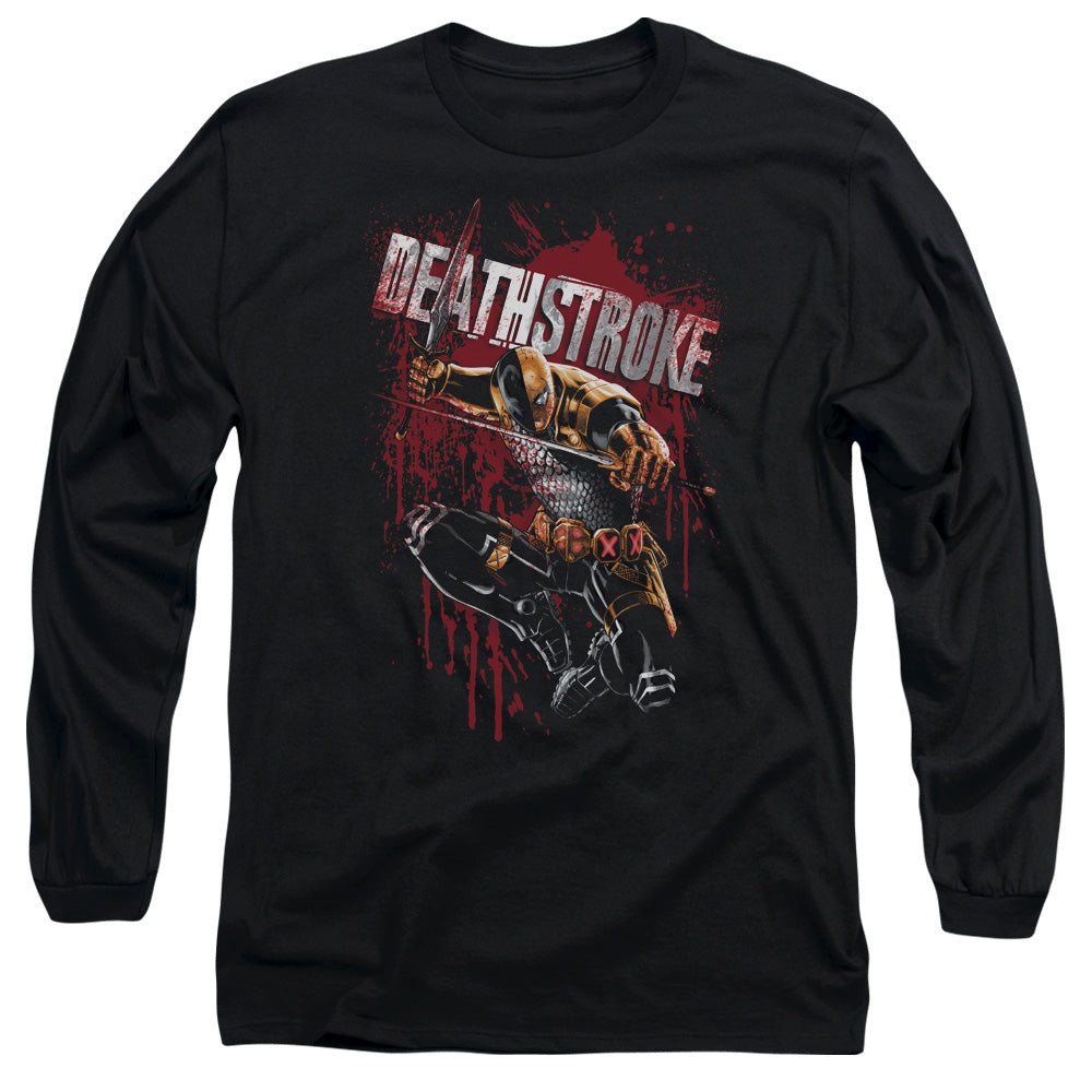 Justice League Blood Splattered Mens Long Sleeve Shirt Black