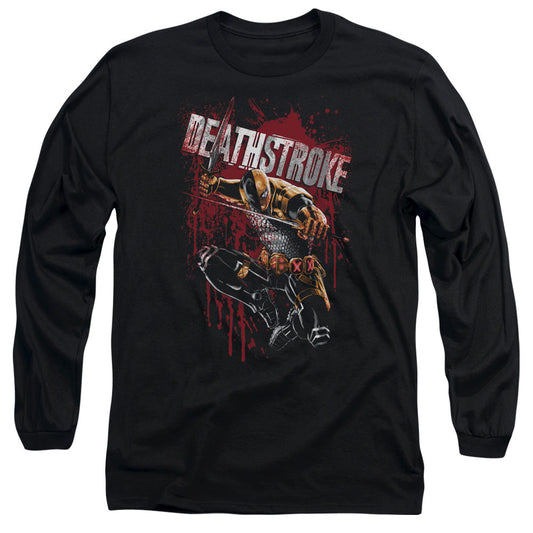 Justice League Blood Splattered Mens Long Sleeve Shirt Black