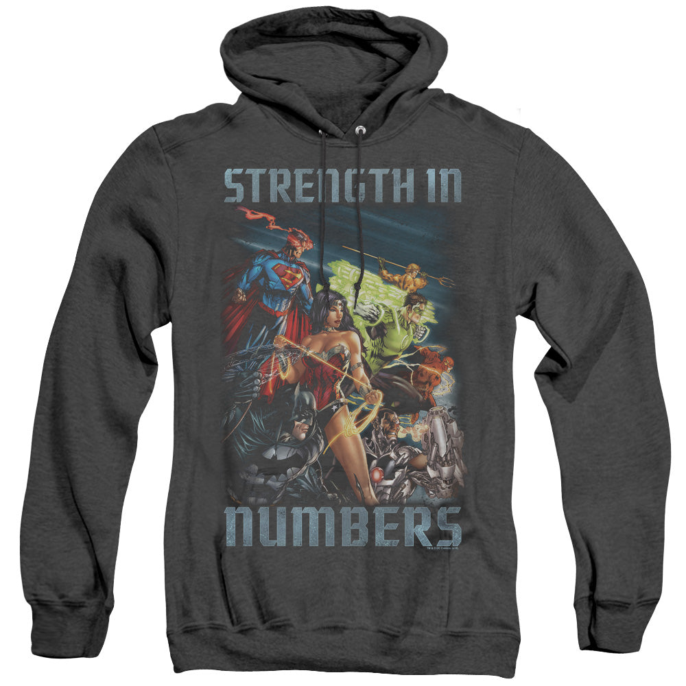 Justice League Of America Strength In Number Heather Mens Hoodie Black