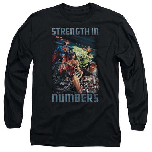 Jla Strength In Number Mens Long Sleeve Shirt Black Officially Licensed
