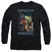 Load image into Gallery viewer, Jla Strength In Number Mens Long Sleeve Shirt Black Officially Licensed
