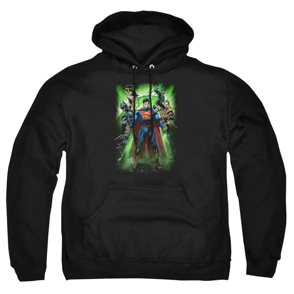 Justice League Of America Power Burst Mens Hoodie Black