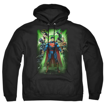 Justice League Of America Power Burst Mens Hoodie Black