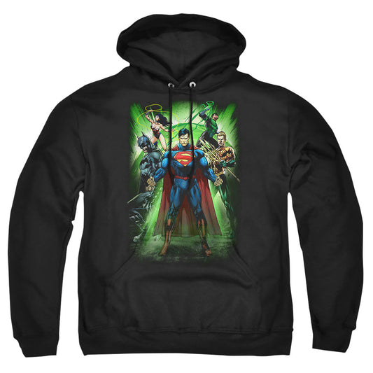Justice League Of America Power Burst Mens Hoodie Black