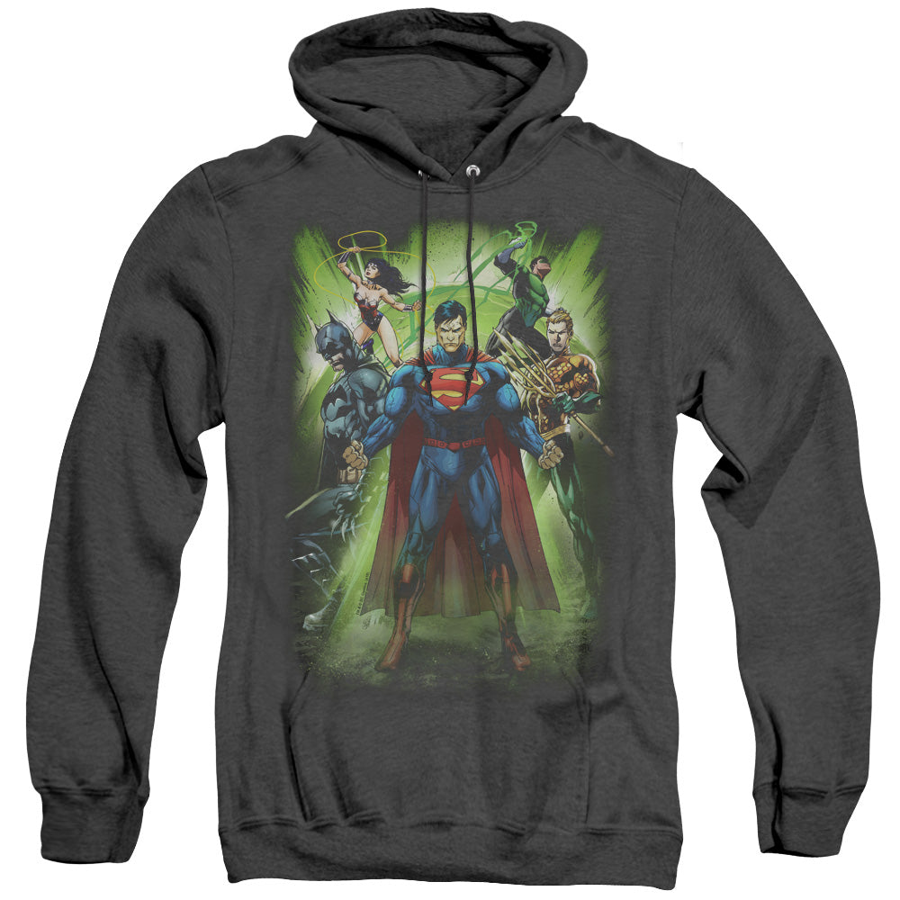 Justice League Of America Power Burst Heather Mens Hoodie Black