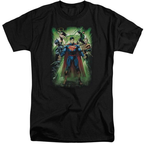 Justice League Power Burst Mens Tall T Shirt Black