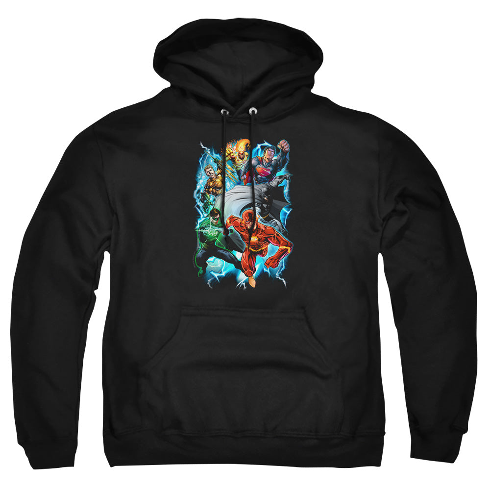 Justice League Of America Electric Team Mens Hoodie Black