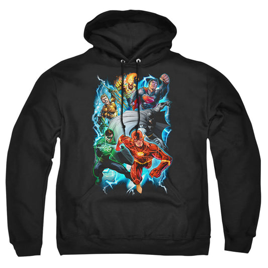 Justice League Of America Electric Team Mens Hoodie Black