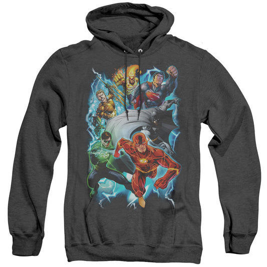 Justice League Electric Team Heather Mens Hoodie Black