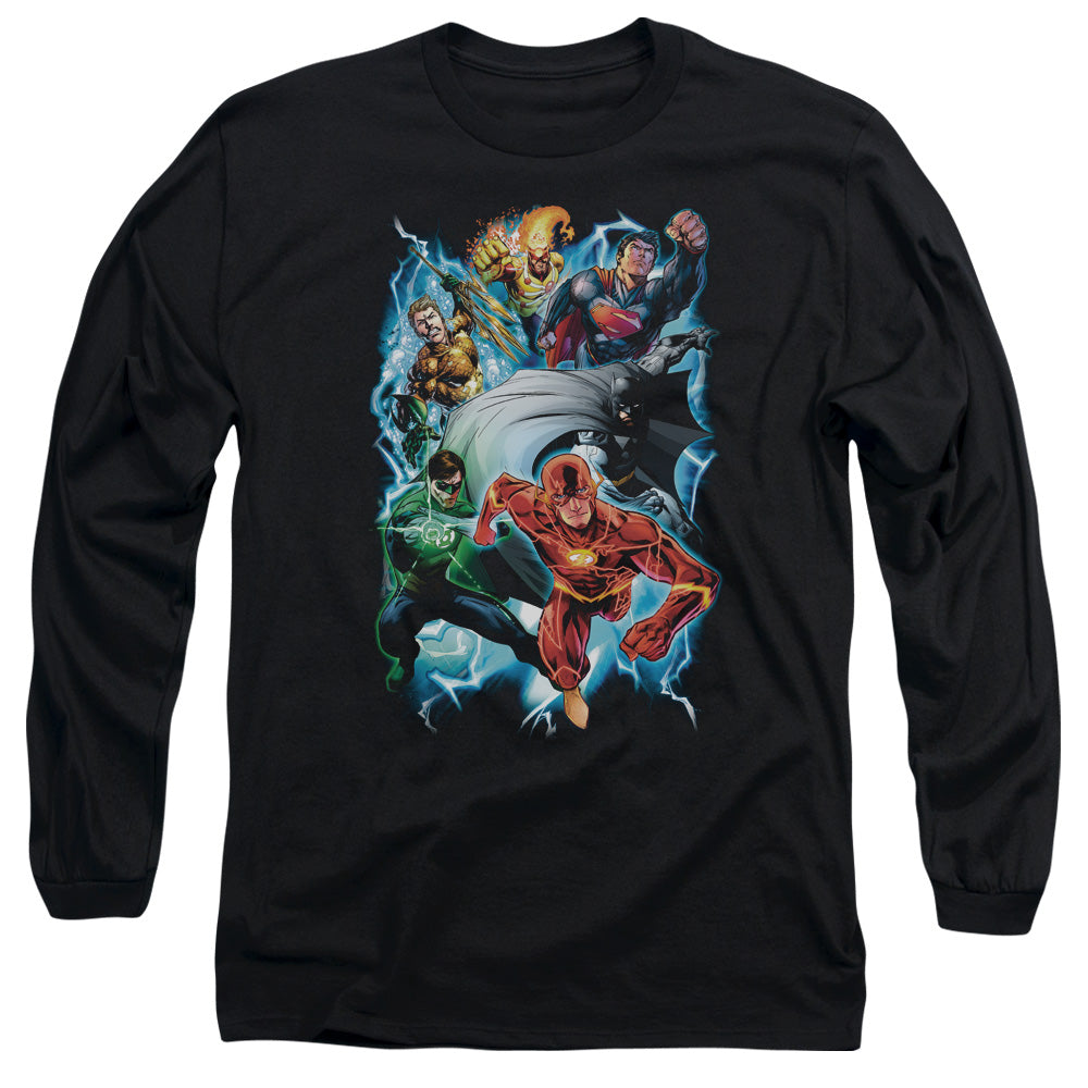 Justice League Electric Team Mens Long Sleeve Shirt Black