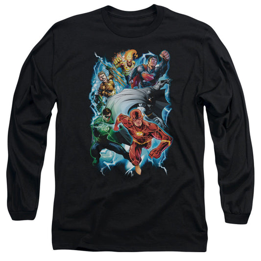 Justice League Electric Team Mens Long Sleeve Shirt Black