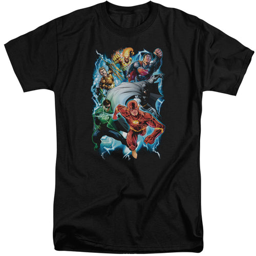 Justice League Electric Team Mens Tall T Shirt Black