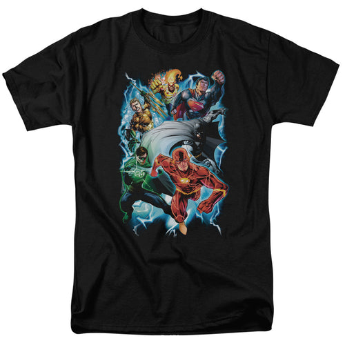 Justice League Electric Team Mens T Shirt Black