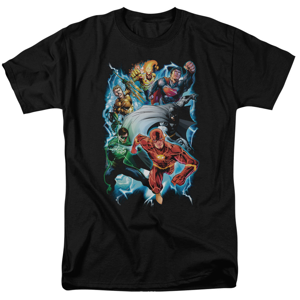 Justice League Electric Team Mens T Shirt Black