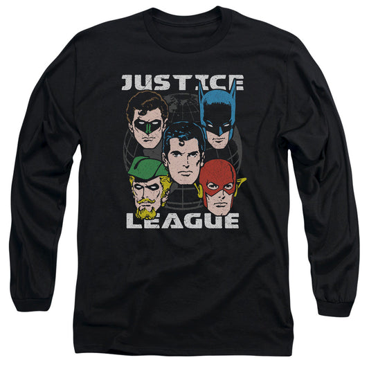 Jla Head Of States Mens Long Sleeve Shirt Black Officially Licensed