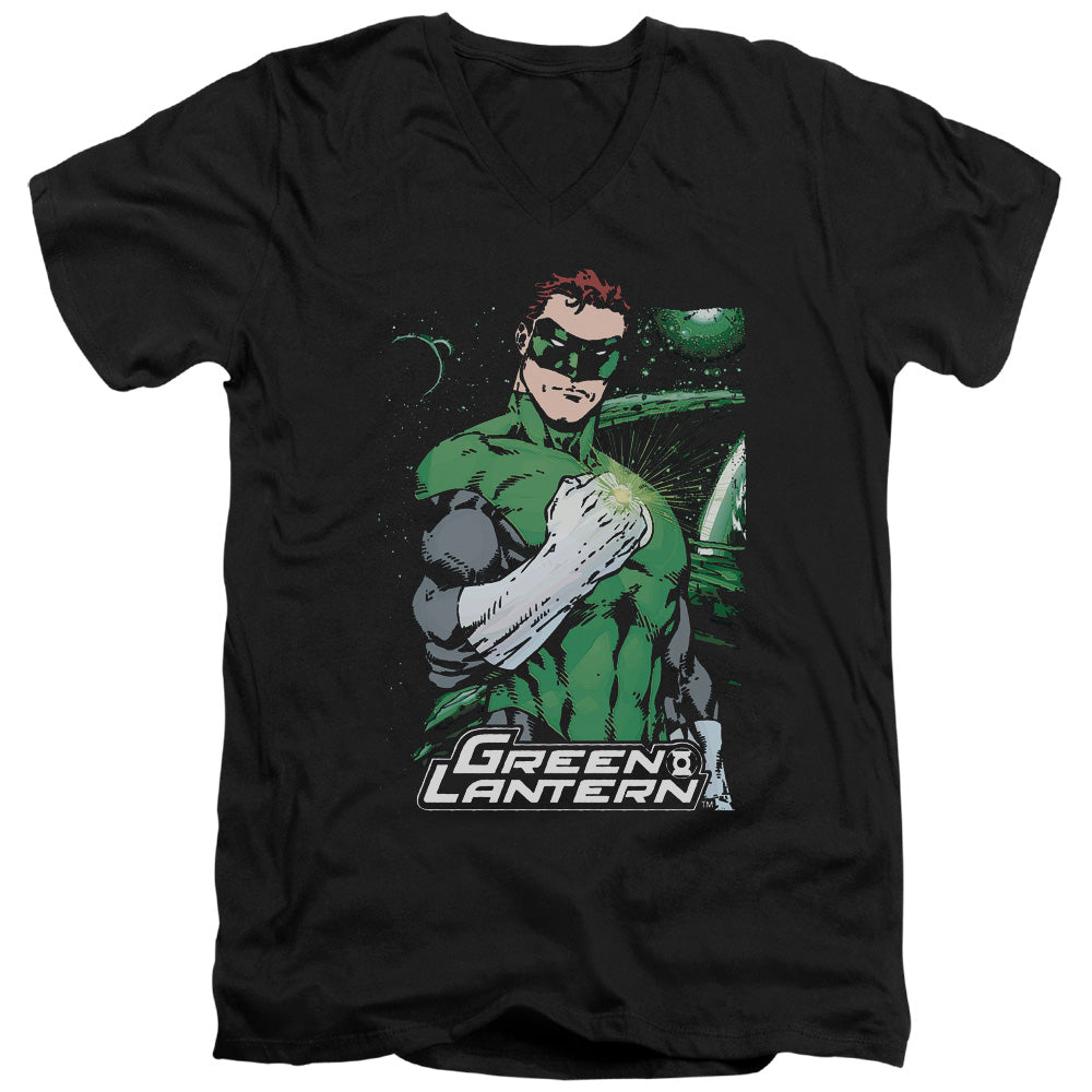 Justice League Fist Flare Mens Slim Fit V-Neck T Shirt Black