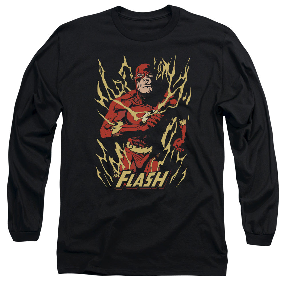 Jla Flash Flare Mens Long Sleeve Shirt Black Officially Licensed