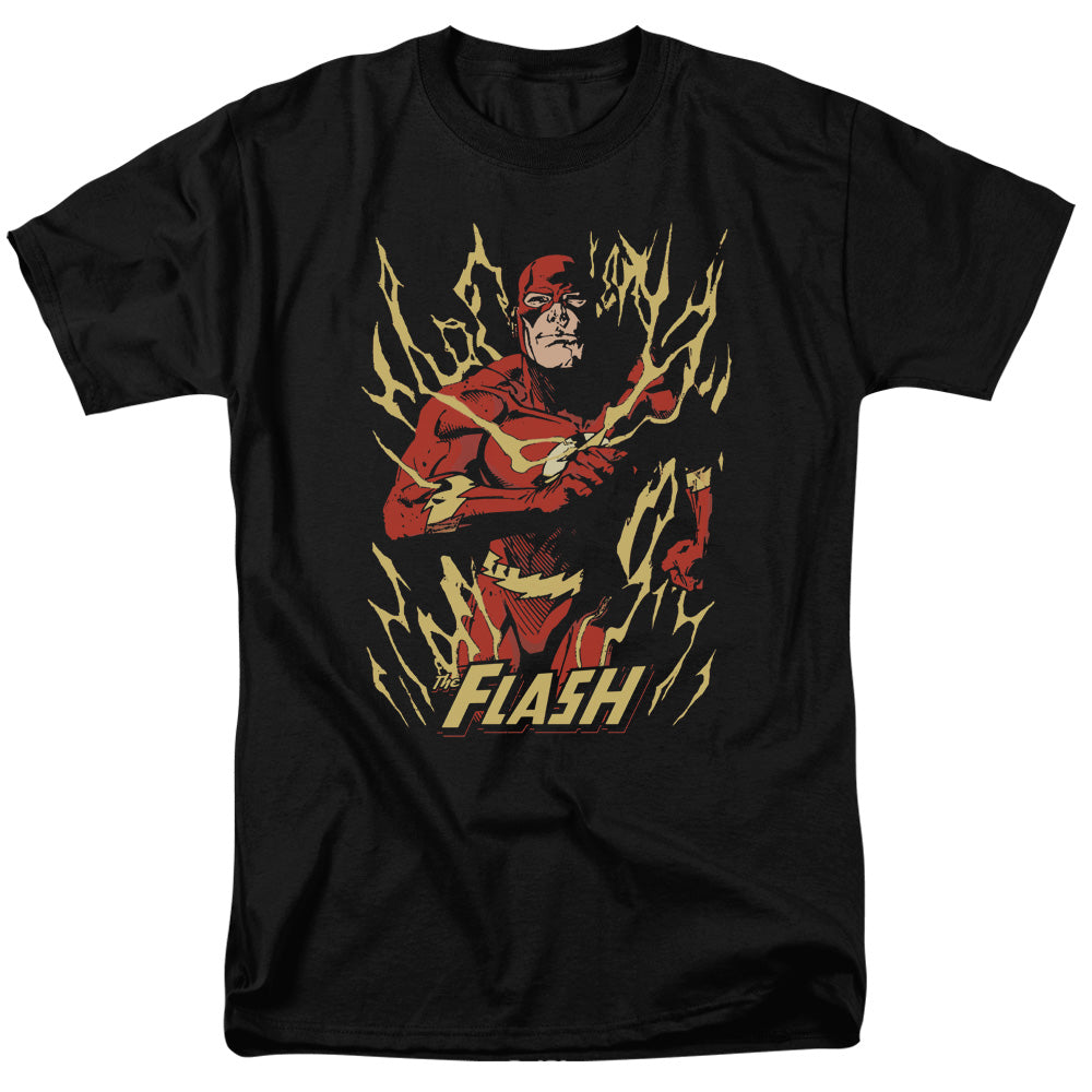 Justice League Of America Flash Flare Mens T Shirt Black