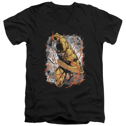 Justice League Reversed Mens Slim Fit V-Neck T Shirt Black