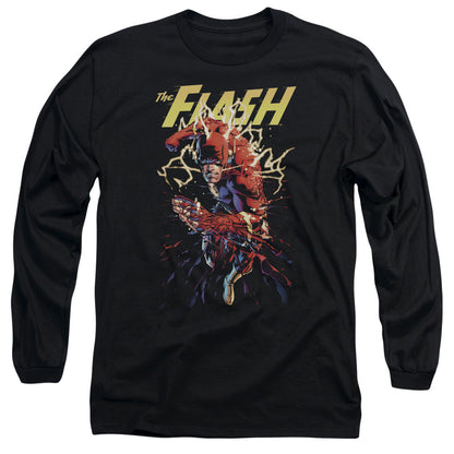 Jla Ripping Apart Mens Long Sleeve Shirt Black Officially Licensed