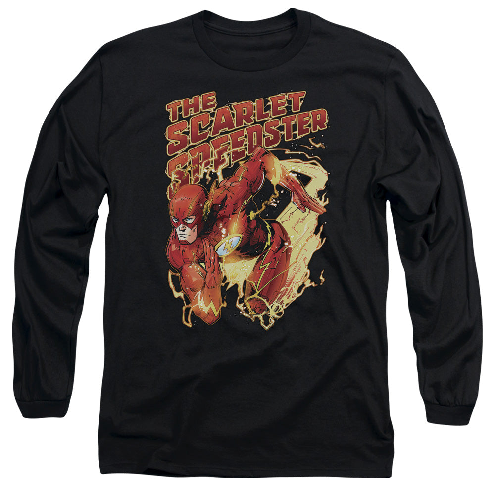 Jla Scarlet Speedster Mens Long Sleeve Shirt Black Officially Licensed