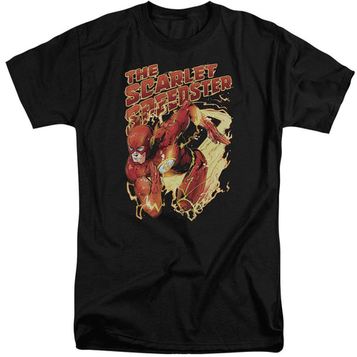 Justice League Scarlet Speedster Mens Tall T Shirt Black