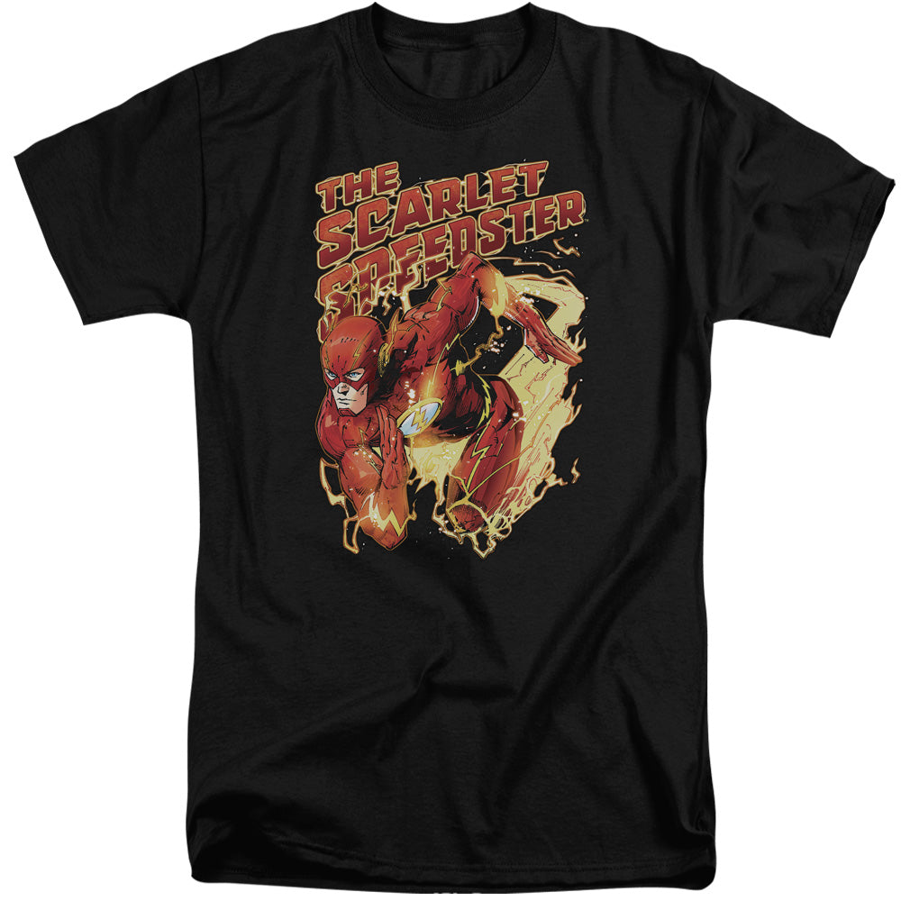 Justice League Scarlet Speedster Mens Tall T Shirt Black