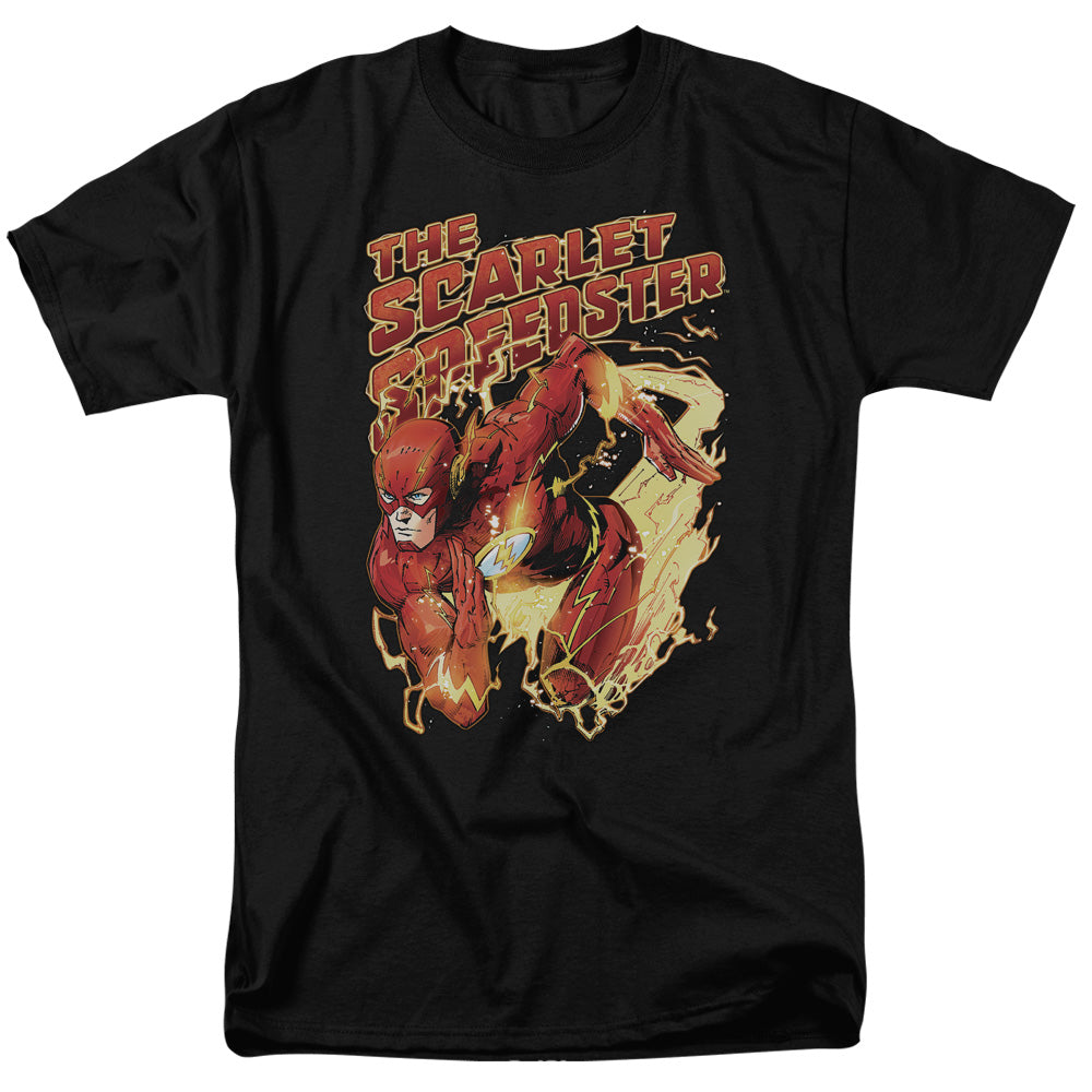 Justice League Of America Scarlet Speedster Mens T Shirt Black