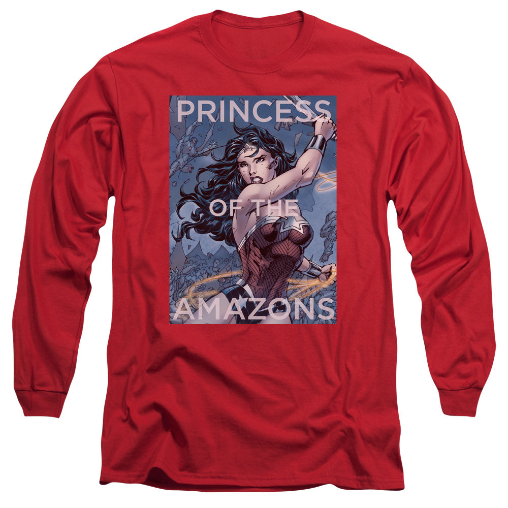 Jla Princess Of The Amazons Mens Long Sleeve Shirt Red Officially Licensed