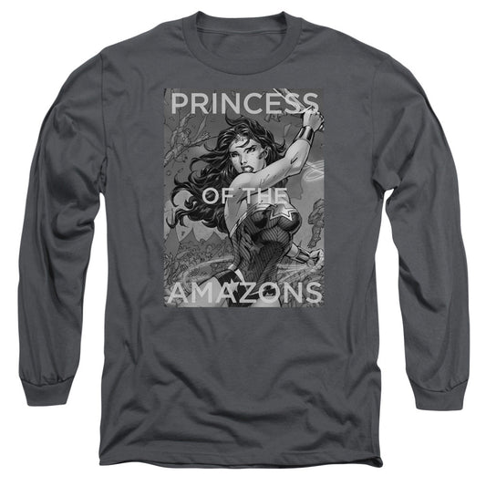 Justice League Princess of the Amazons Mens Long Sleeve Shirt Charcoal